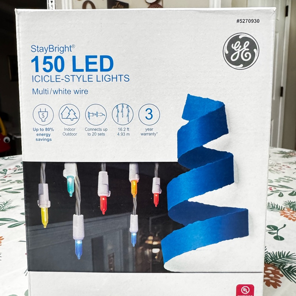 GE StayBright 150 Ct Constant Multicolor Mini LED PlugIn Christmas Icicle Lights